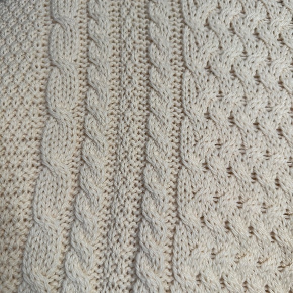 Aran Craft Ireland 100% Merino Wool Cardigan Sweater Chunky Cable Knit Ivory M - Picture 7 of 8